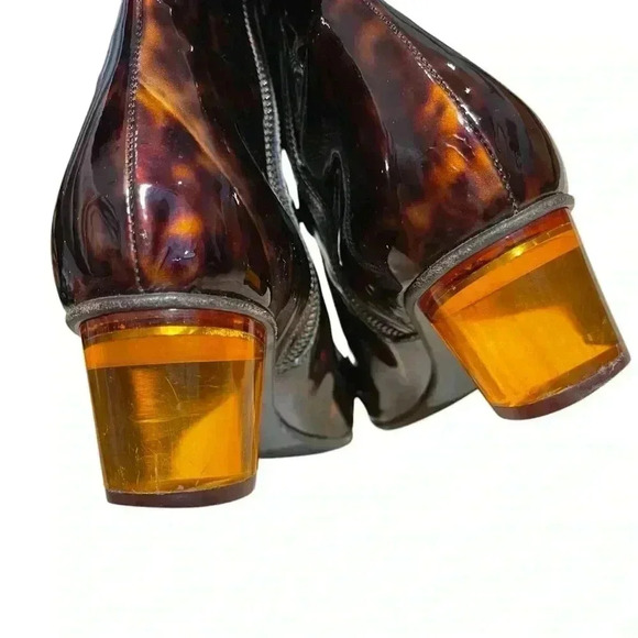 Dries Van Noten DVN Tortoise Ankle Boots Booties Size 37 6.5 Made in Italy - Picture 8 of 9